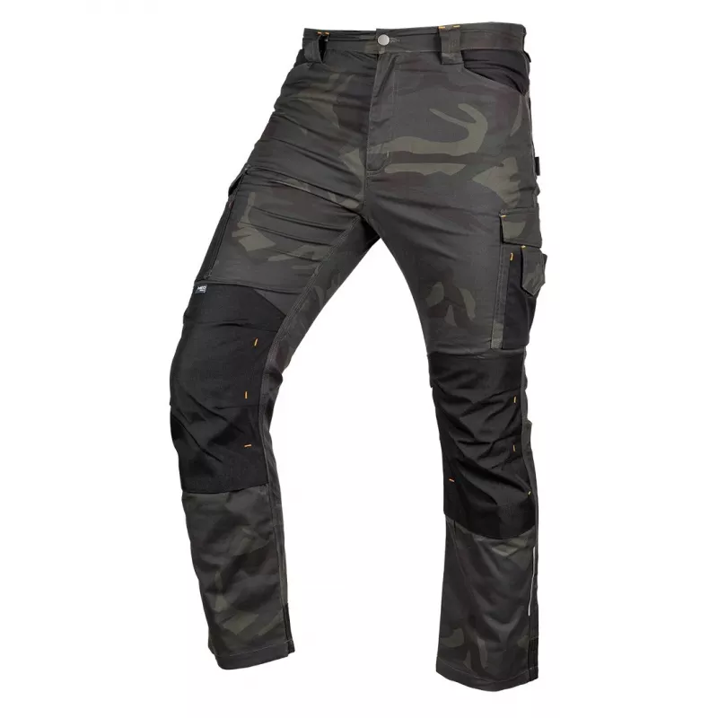 NEO TOOLS Mix&Match Work Trousers, Canvas, Cordura Reinforced, Green Camo, Size XS