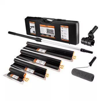 NEO TOOLS Plastering Kit with Smoothing Spatulas, Telescopic Handle and Roller, in Case