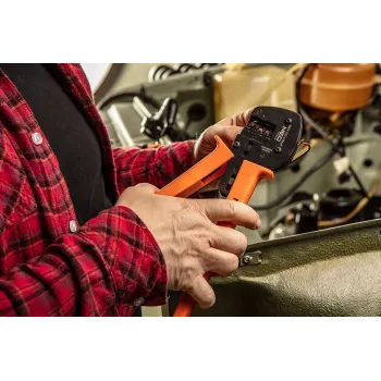 NEO TOOLS TOP-01-555 Ratcheting Crimping Tool for Insulated Terminals 0.5-6 mm² (20-10 AWG) with Self-Adjusting Jaws and Quick Release
