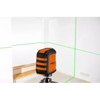 NEO TOOLS TOP-75-106 Cross Line Laser Level with 2 Red Beams, Self-Leveling, IP54, 10 m Range, 1/4 inch Thread, Includes Fabric Case