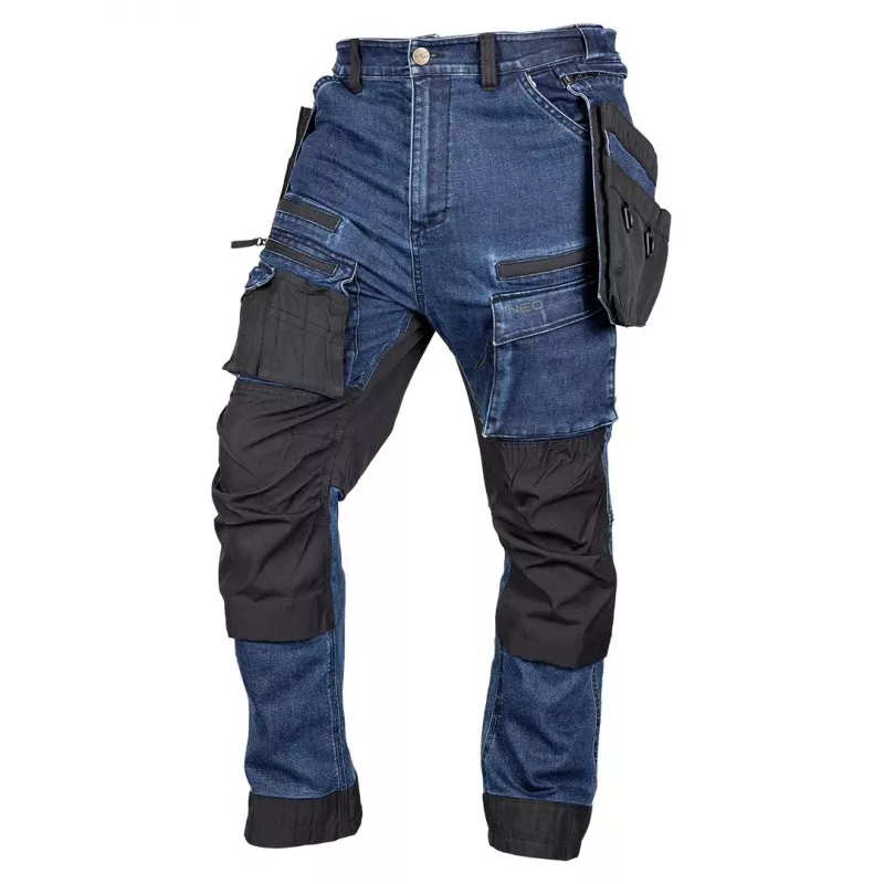 NEO TOOLS Work Trousers Denim with CORDURA Reinforcements, Navy Blue, Size XL