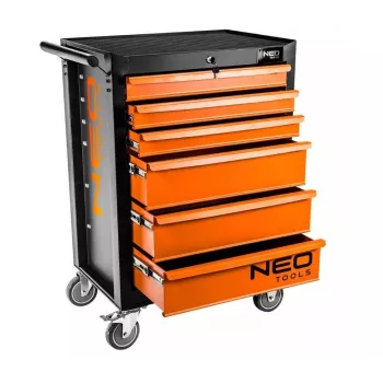 NEO Tools Workshop Cabinet 6 Drawers, 280 kg Total Load, Lockable, Ball-Bearing Slides, Anti-Tilt, 4 Castors, Steel