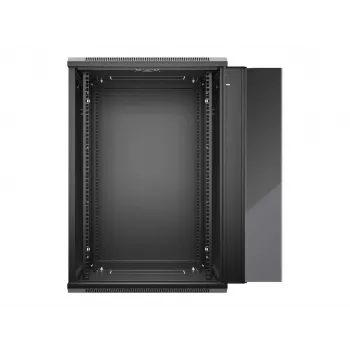 NETRACK 019-180-645-022 Wall/Hanging Cabinet 19 inch 18U 450mm Glass Door Black Removable Side Panels