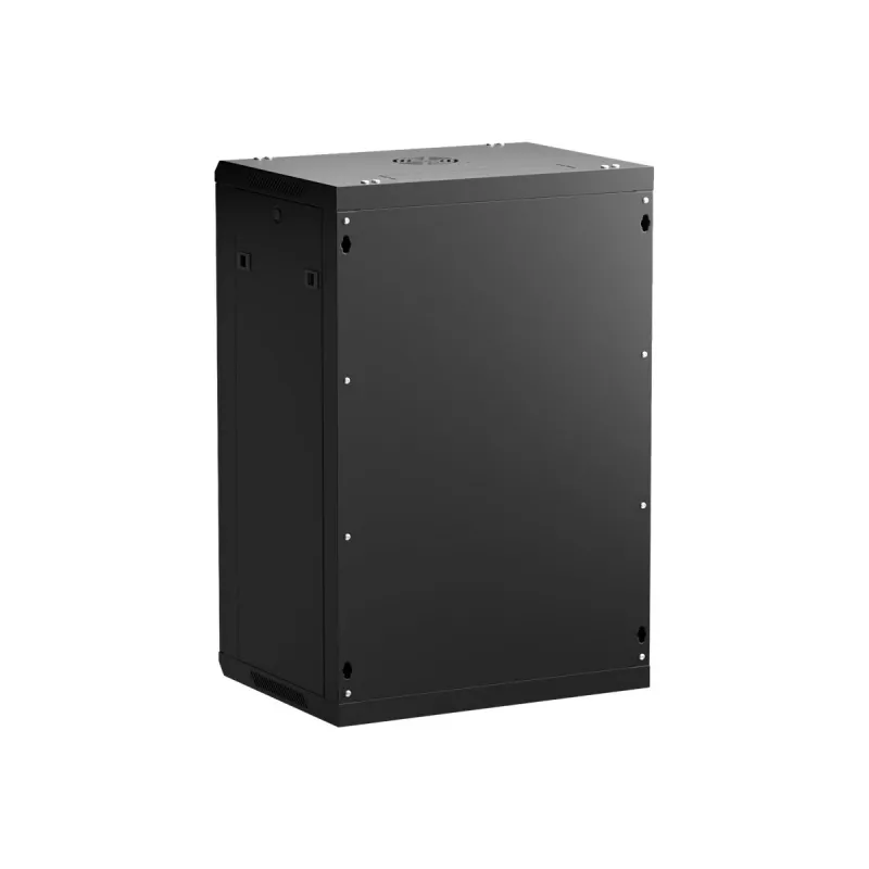 NETRACK 019-180-645-022 Wall/Hanging Cabinet 19 inch 18U 450mm Glass Door Black Removable Side Panels