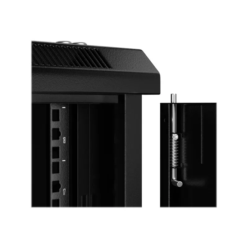 NETRACK 019-180-645-022 Wall/Hanging Cabinet 19 inch 18U 450mm Glass Door Black Removable Side Panels