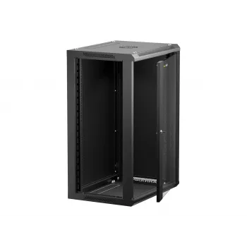 NETRACK 019-180-645-022 Wall/Hanging Cabinet 19 inch 18U 450mm Glass Door Black Removable Side Panels