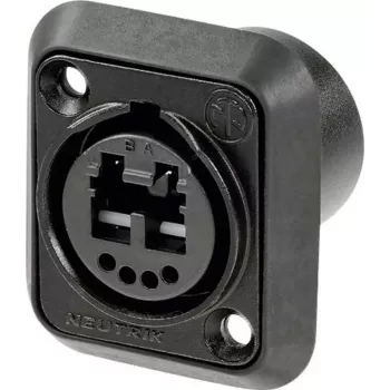 Neutrik NO2-4FDW-1-A opticalCON DUO Chassis Connector, LC-Duplex Rear, Black D-Shape Panel Mount