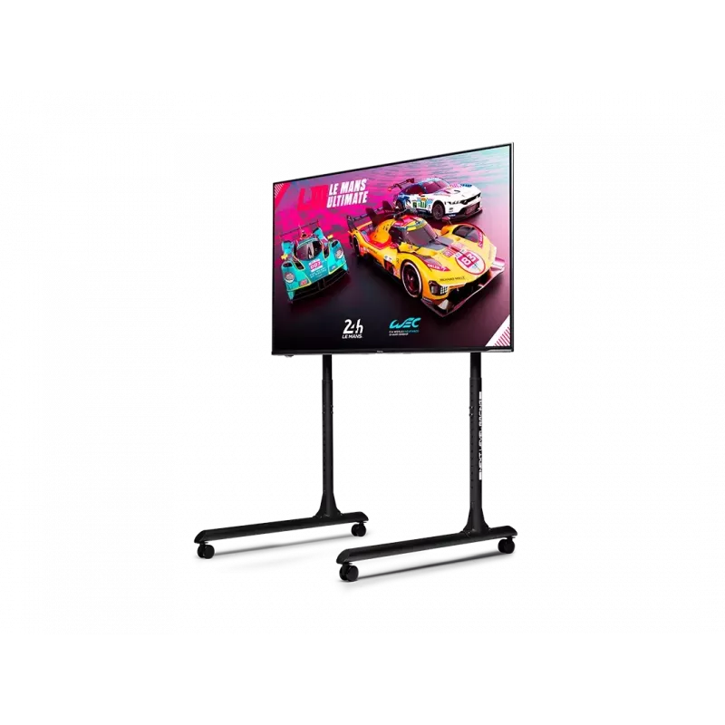 Next Level Racing Floor Stand - Round Tube Freestanding Single Monitor Stand - Up to 65 inch - Height Adjustment, Tilt - Maximum Weight Capacity 50 kg - Black