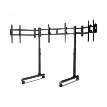 Next Level Racing Floor Stand Round Tube Freestanding Single Monitor Stand Up to 3x43 inch Height Adjustment Tilt Maximum Weight Capacity 50 kg Black