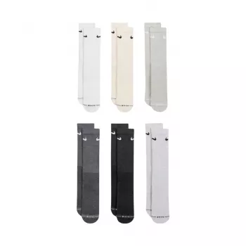 Nike Everyday Elevated 6-Pack Crew Socks Grey & Cream Unisex Size 35-37.5