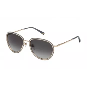 NINA RICCI Women's Cat Eye Sunglasses SNR057570361 - Black Acetate Frame, Grey Gradient Lens