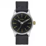 NIXON A377-2222-00 Men's 38mm Stainless Steel Watch with Black Dial and Saddle Leather Band