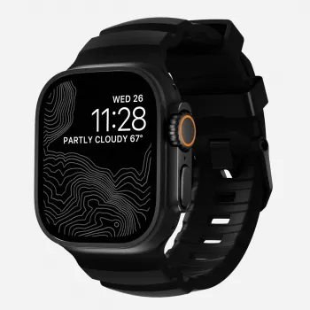 NOMAD Rocky Point Band for Apple Watch 46mm/49mm with FKM and Titanium (Carbon Black, Black Hardware)