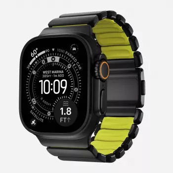 NOMAD Stratos Band - Titanium Bracelet for Apple Watch 49mm with FKM (Black Titanium, Volt FKM)