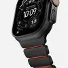 NOMAD Stratos Band - Titanium Bracelet for Apple Watch 49mm with FKM (Black Titanium, Ultra Orange FKM)