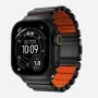 NOMAD Stratos Band - Titanium Bracelet for Apple Watch 49mm with FKM (Black Titanium, Ultra Orange FKM)