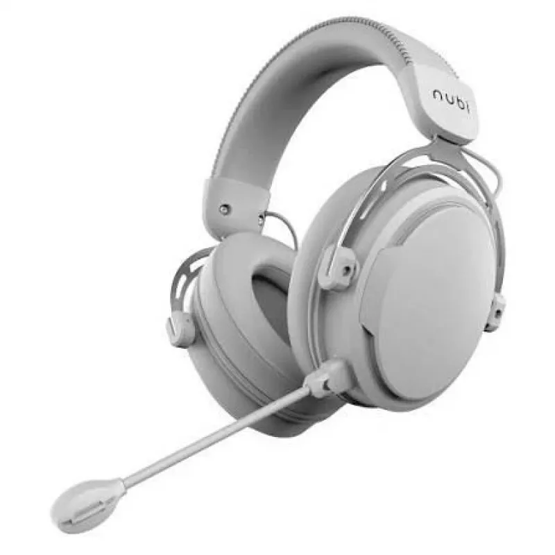 Nubi NH1 Wired Over-Ear Gaming Headset with RGB Lighting, 50mm Drivers, Noise-Isolating Microphone - White