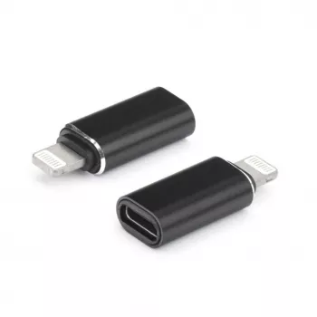 OEM USB-C Female to Lightning Male Adapter Black - 12W Charging, 480 Mbps Data, Audio