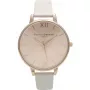 Olivia Burton Women's Big Dial Quartz Watch OB13BD11 - 38mm Rose Gold & Grey Leather