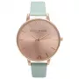 OLIVIA BURTON Women's Big Dial Watch OB15BD75 38mm Rose Gold Tone Stainless Steel Case Grey Leather Strap