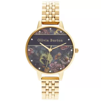 Olivia Burton Women's Celestial Watch OB16VS01 34mm Rose Gold PVD Stainless Steel Case Black Leather Strap