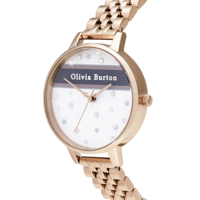 OLIVIA BURTON Women's Celestial Watch OB16VS06 - 34mm Rose Gold Stainless Steel Case, Grey Leather Strap, Quartz Analog