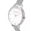 Olivia Burton Women's Enchanted Garden Watch OB16ES10 - 38mm Rose Gold Stainless Steel Case, White Floral Dial, Grey Leather Strap