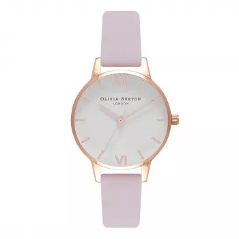 OLIVIA BURTON Women's Midi Dial Watch OB16MDW36 - 30mm Stainless Steel Case, Grey Leather Strap, Quartz Movement