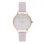 OLIVIA BURTON Women's Midi Dial Watch OB16MDW36 - 30mm Stainless Steel Case, Grey Leather Strap, Quartz Movement
