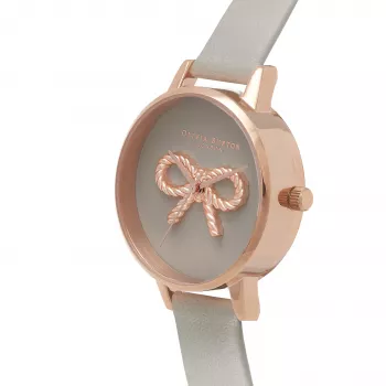 Olivia Burton Women's OB16VB04 Rose Gold Stainless Steel Watch with White Dial and Grey Vegan Leather Strap