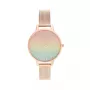 OLIVIA BURTON Women's Rainbow Bee Watch OB16RB18 - 34mm Stainless Steel Case, Grey Leather Strap, White Dial with Rainbow Bee Motif, Quartz Movement