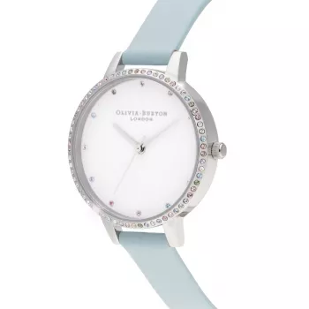 Olivia Burton Women's Rainbow Bee Watch OB16RB19 - 34mm Rose Gold & Grey Leather