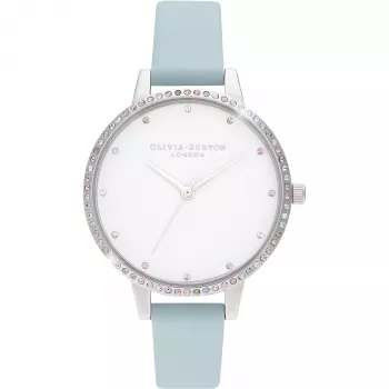 Olivia Burton Women's Rainbow Bee Watch OB16RB19 - 34mm Rose Gold & Grey Leather
