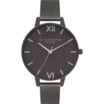 Olivia Burton Women's Sparkle Bee Watch OB16GD49 - 34mm Quartz, White Dial, Grey Leather Strap