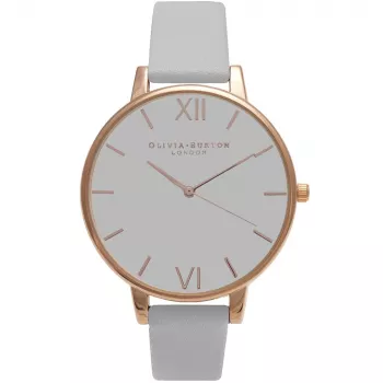 Olivia Burton Women's Watch OB15BD61 38mm Stainless Steel Case White Floral Dial Grey Leather Strap