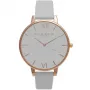 Olivia Burton Women's Watch OB15BD61 38mm Stainless Steel Case White Floral Dial Grey Leather Strap