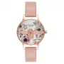 Olivia Burton Women's Watch OB16AM101 30mm Rose Gold Tone Stainless Steel Case Grey Leather Strap