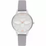 OLIVIA BURTON Women's Watch OB16AM163 - 30mm Stainless Steel Case, White Dial, Grey Leather Strap
