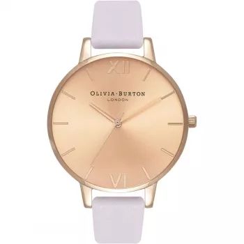 Olivia Burton Women's Watch OB16BD110 38mm Rose Gold Stainless Steel Case Grey Leather Strap