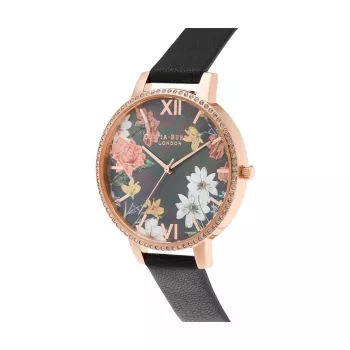 OLIVIA BURTON Women's Watch OB16BF31 38mm Rose Gold Stainless Steel Grey Leather