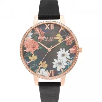 OLIVIA BURTON Women's Watch OB16BF31 38mm Rose Gold Stainless Steel Grey Leather