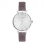 OLIVIA BURTON Women's Watch OB16DE04 34 mm Rose Gold Stainless Steel Case Grey Leather Strap Quartz Analog
