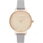 Olivia Burton Women's Watch OB16GD45 34 mm Grey Glitter Dial Rose Gold Plated Stainless Steel Leather Strap