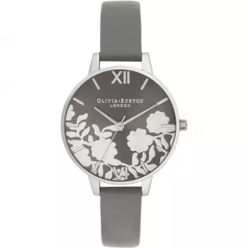 OLIVIA BURTON Women's Watch OB16MV96 34 mm Rose Gold Stainless Steel Case Dark Blue Celestial Glitter Dial Black Leather Strap Quartz Analog