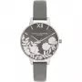 OLIVIA BURTON Women's Watch OB16MV96 34 mm Rose Gold Stainless Steel Case Dark Blue Celestial Glitter Dial Black Leather Strap Quartz Analog