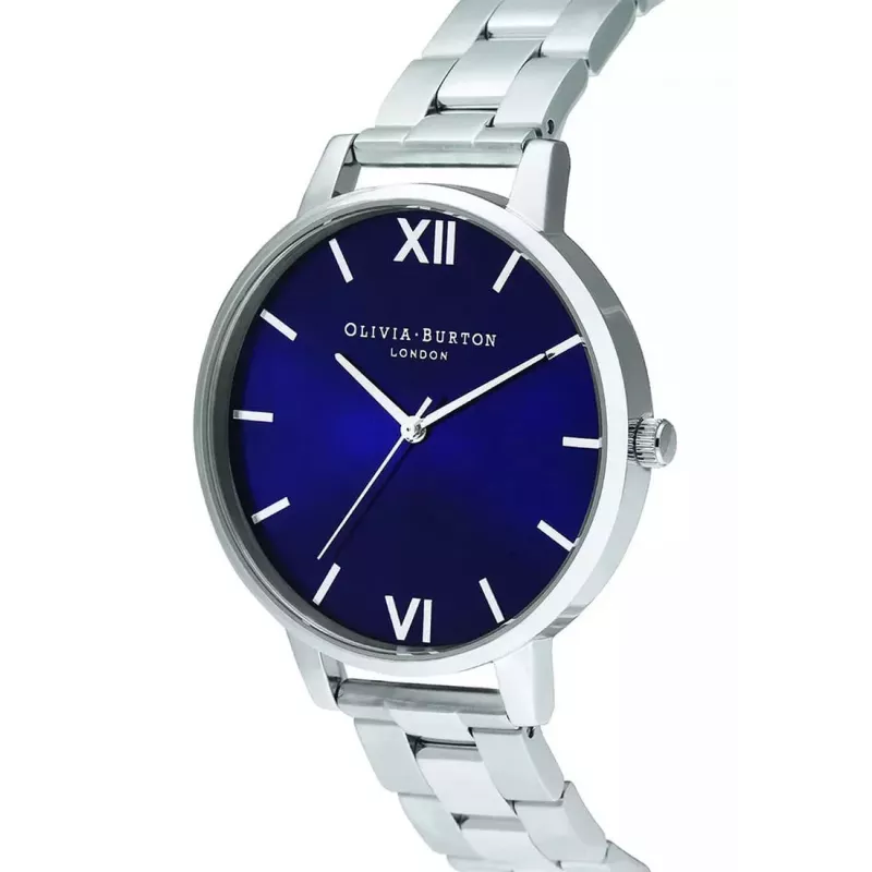 Olivia Burton Women's Watch OB16SH02 40 mm Rose Gold Stainless Steel Case Grey Leather Strap
