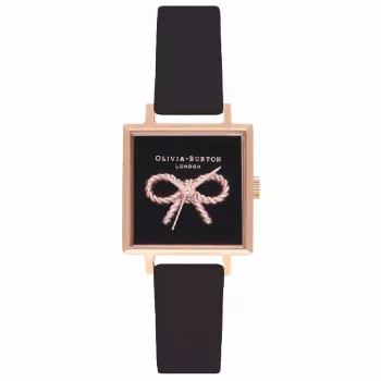 OLIVIA BURTON Women's Watch OB16VB03 22.5mm Rose Gold Plated Stainless Steel Case Grey Leather Strap