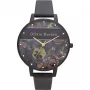 OLIVIA BURTON Women's Watch OB16VS05 38mm Stainless Steel Case White Dial Grey Leather Strap