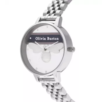Olivia Burton Women's Watch OB16VS07 (34 mm) - Rose Gold Tone Stainless Steel Case, Grey Leather Strap