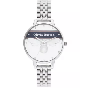 Olivia Burton Women's Watch OB16VS07 (34 mm) - Rose Gold Tone Stainless Steel Case, Grey Leather Strap